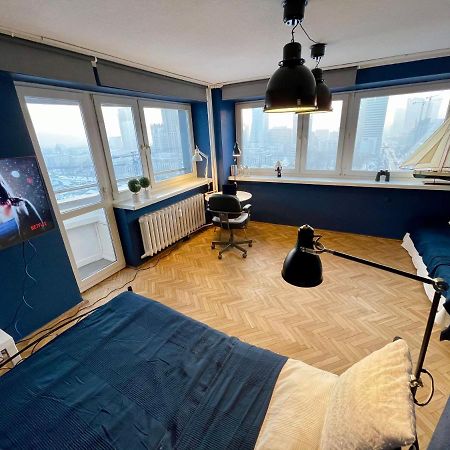 Super Apartament Blue Scisle Centrum Dwie Linie Metra Netflix Wifi 300 Mbs Panorama Miasta Warschau Buitenkant foto