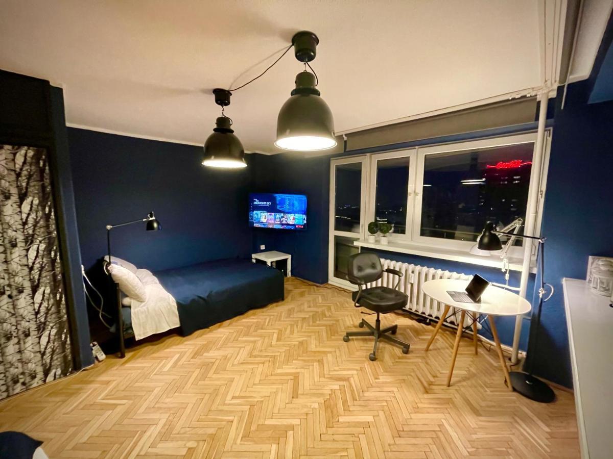 Super Apartament Blue Scisle Centrum Dwie Linie Metra Netflix Wifi 300 Mbs Panorama Miasta Warschau Buitenkant foto