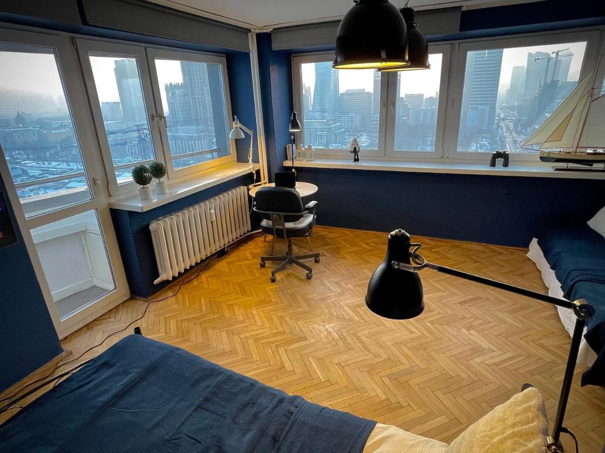 Super Apartament Blue Scisle Centrum Dwie Linie Metra Netflix Wifi 300 Mbs Panorama Miasta Warschau Buitenkant foto