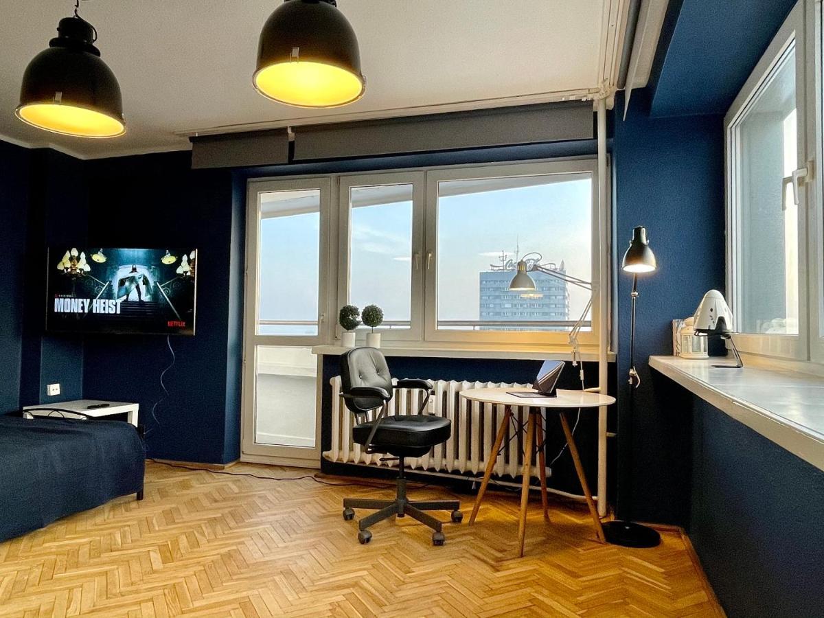 Super Apartament Blue Scisle Centrum Dwie Linie Metra Netflix Wifi 300 Mbs Panorama Miasta Warschau Buitenkant foto