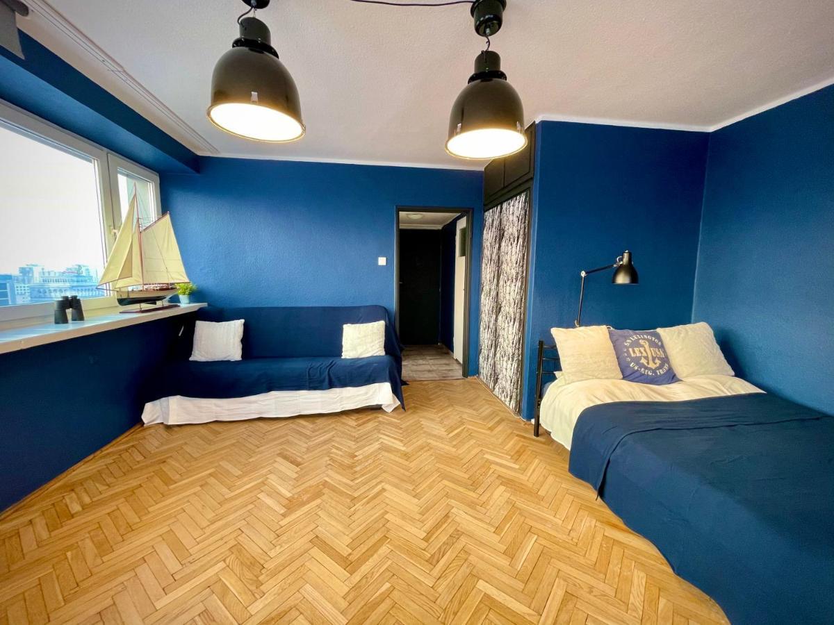 Super Apartament Blue Scisle Centrum Dwie Linie Metra Netflix Wifi 300 Mbs Panorama Miasta Warschau Buitenkant foto